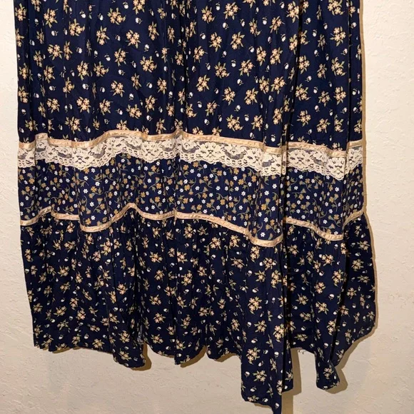 Upcycled Gunne Sax, Jessica’s Gunnies maxi skirt Floral Navy Maxi Skirt twee